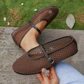 2026 Summer Designer Cosy Mesh Heels Women Flat Shoes Fashion Round Toe Buckle Strap Casual Outdoor Dress Sandals Zpaxo 43 Brown