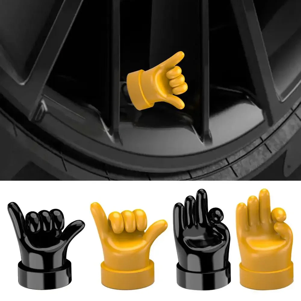 Funny Gesture Tire Valve Stem Caps – 4-Pack Universal Fit