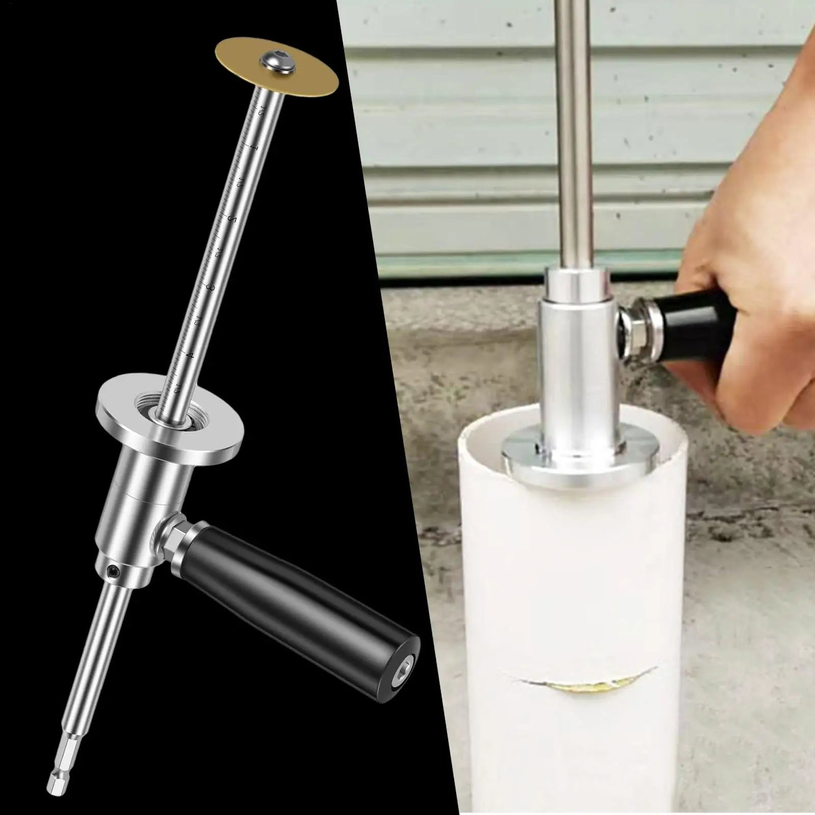 Internal PVC Pipe Cutter Adjustable PVC Pipe Inside Cutter Drill Attachment Anti-Slip Hose Cutting Tube Machine for Repair Zpaxo Default Title