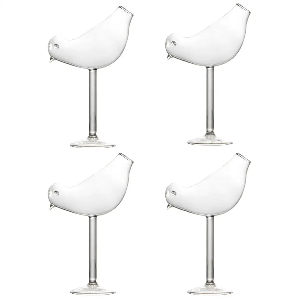 Cocktail Glasses 4-Piece Funny Bird Bar Decor Clear Drinking