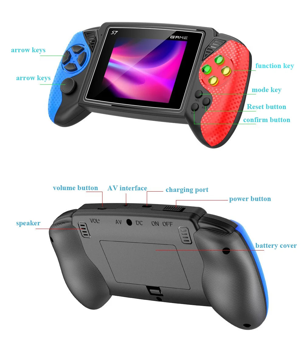 S7 Retro Handheld Game Console LCD Screen Built-in 620 Games Gaming