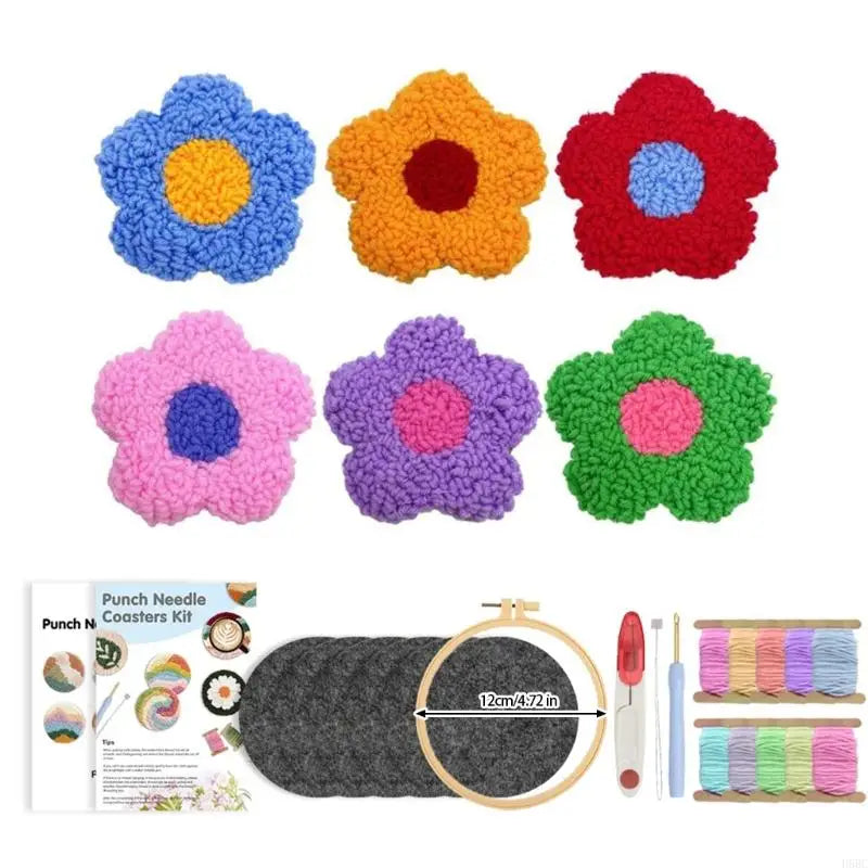 Embroidery Starter Florals Coasters Pattern Tool Handmade