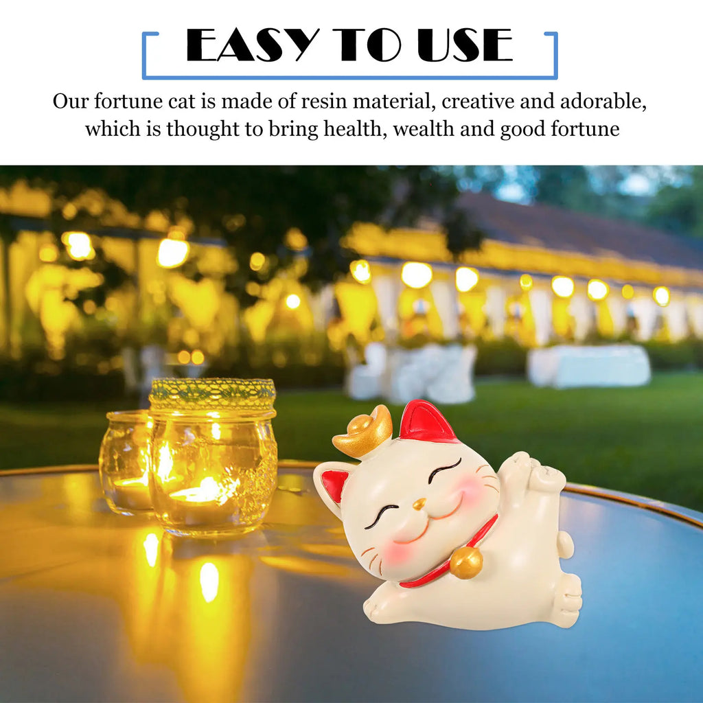 Resin Fortune Cat Statue Desktop Ornament Exquisite Craft Decoration