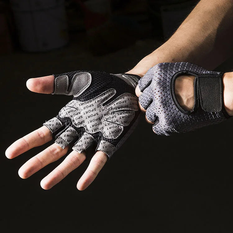 Fitness Half Finger Sports Gloves Men's and Women's Gym Dumbbell Exercise Cycling Hollow Butterfly Mesh Breathable Thin Style Zpaxo Pink gloves XL