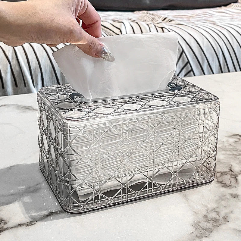 Living Room Desktop Transparent Napkin Box Ins Style Home Creative Bathroom Storage Simple Acrylic Square/Round Tissue Box Zpaxo Style7