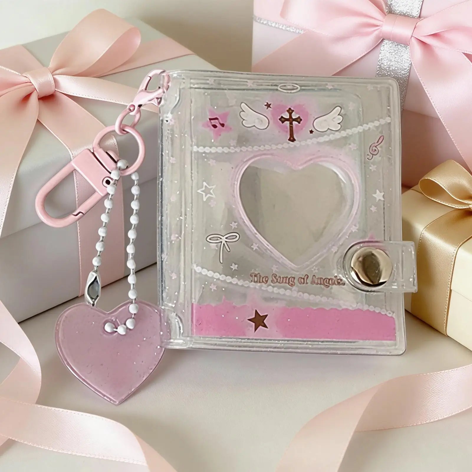 Photo Keychain Heart Shaped Handmade Picture Insert Key Ring Holder