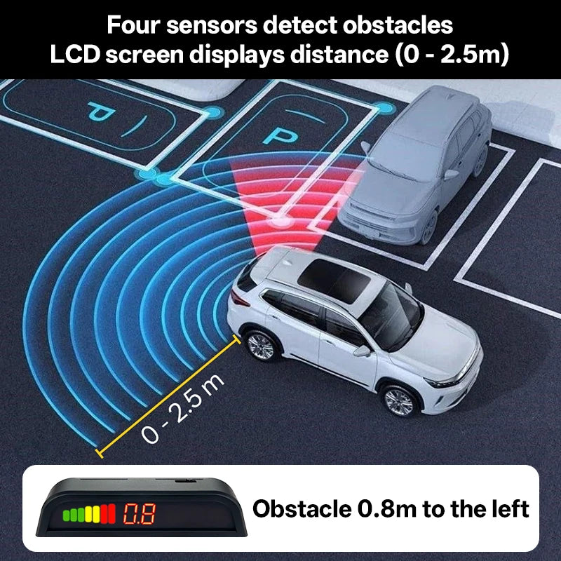 Hippcron Parking Sensors Car Reverse Display 4 Backward Sensor Sound