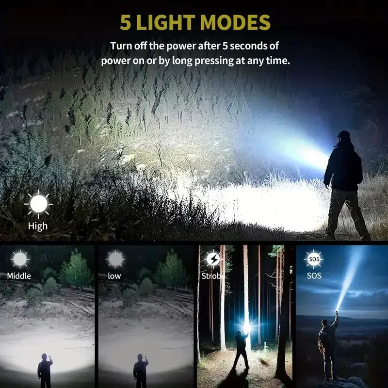 Flashlight Lighter Power Bank Rechargeable Zoomable 5 Mode Bright Zpaxo