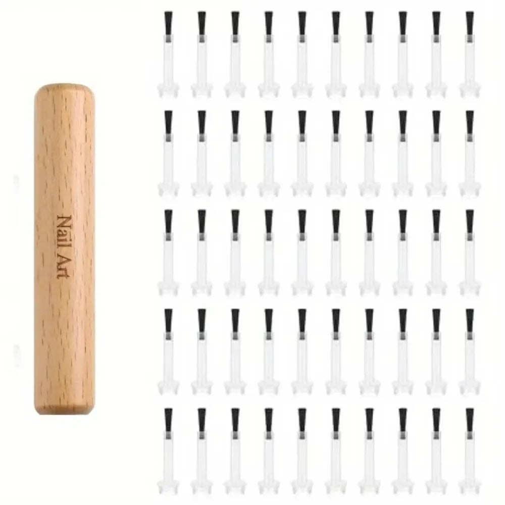 Detachable Nail Art Brush Set Wooden Grip Durable Bristles Multi-Functional Nail Polish Brushes Non-Deform Dual-Ended Zpaxo GJ762-05-Double-head
