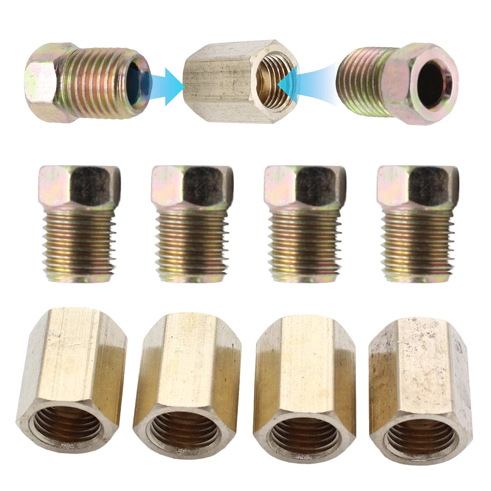 3 24 Threads Brake Line Fittings Assortment 4 Unions 8 Nuts Connector