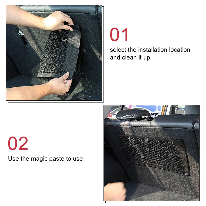 Car Trunk Mesh Storage Bag Elastic Fixing Strap Fire Extinguisher
