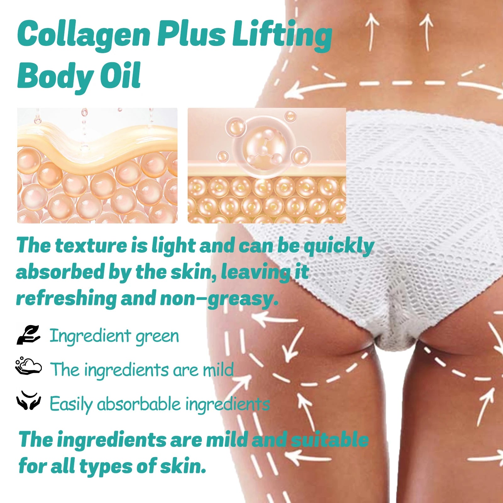 Collagen Body Oil Lifting Firming Arms Belly Fat Buttocks Sculpting Zpaxo