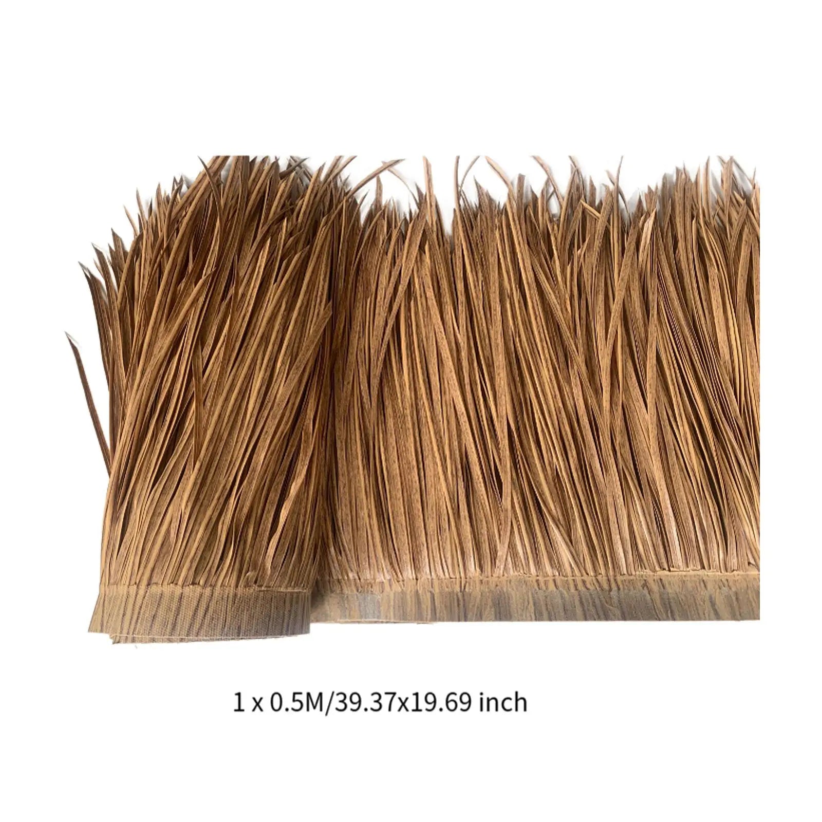Artificial Thatch Roll 3.28ftx1.64ft Realistic Grass Roof Fence Decorative Ornament shutter Palm Straw Roof Thatch Roofing Panel Zpaxo 1mx0.5m Brown Black