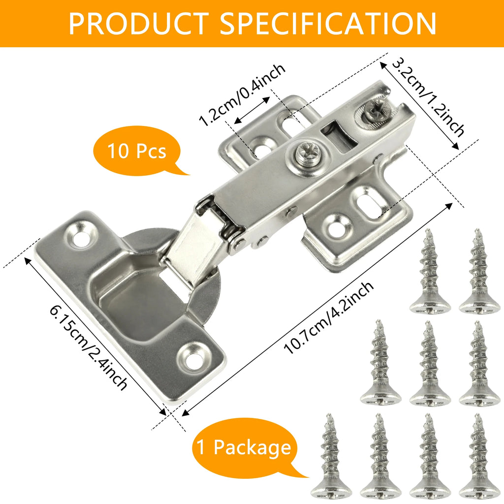 10/20Pcs Door Hinge Stainless Steel Cabinet Door Hinges Hydraulic Damper Buffer Soft Close Quiet Wardrobe Door Concealed Hinges Zpaxo