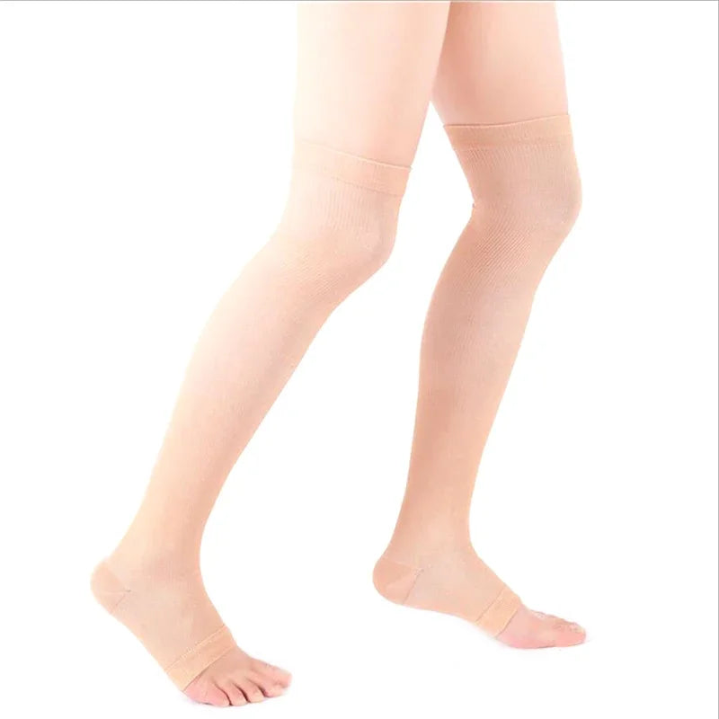 1 Pair Open Toe Knee-high Medical Compression Stockings Veins