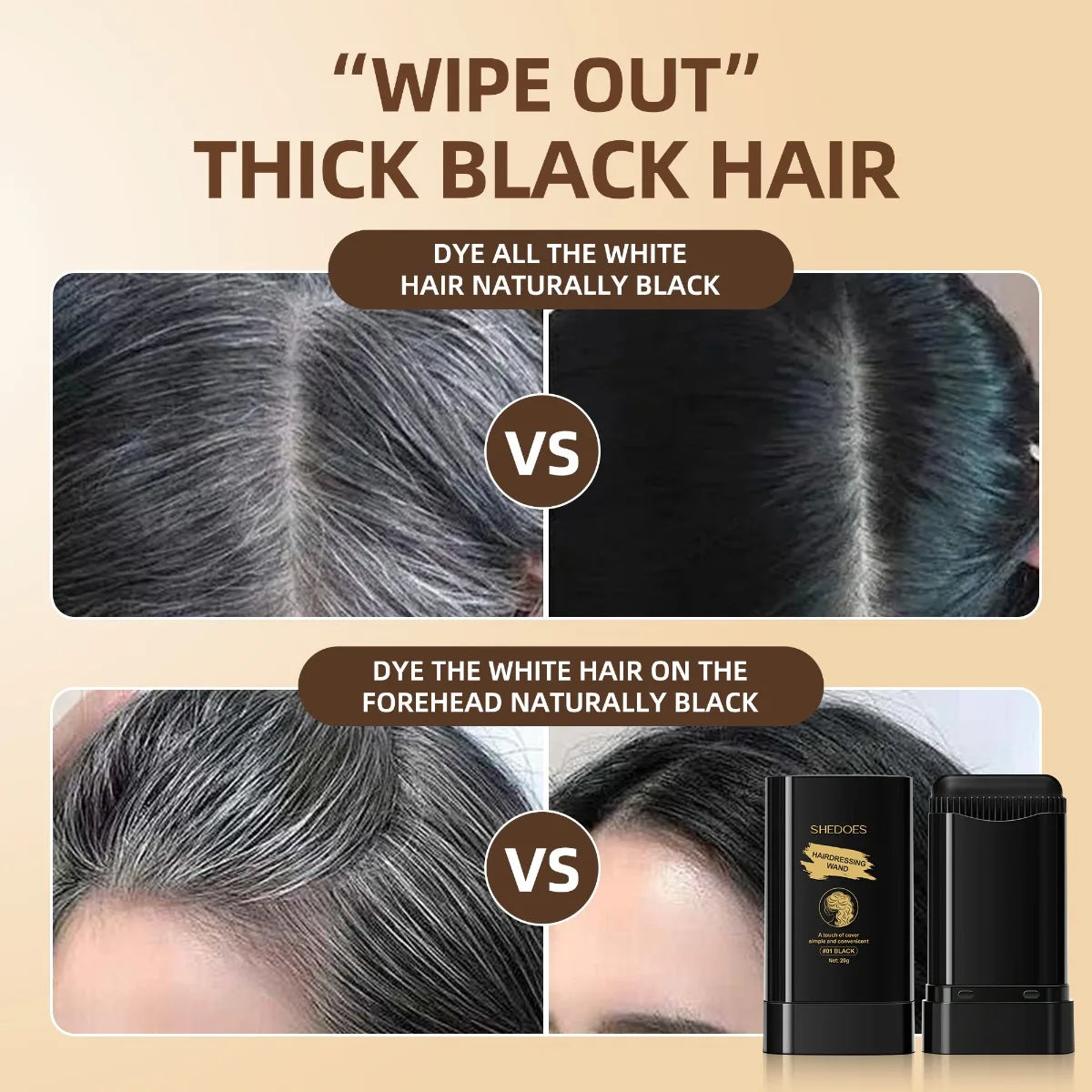 Instant Gray Hair Touch-Up Comb Pen - Gentle Physical Cover, Quick Color Matching, Portable Root Concealer Zpaxo