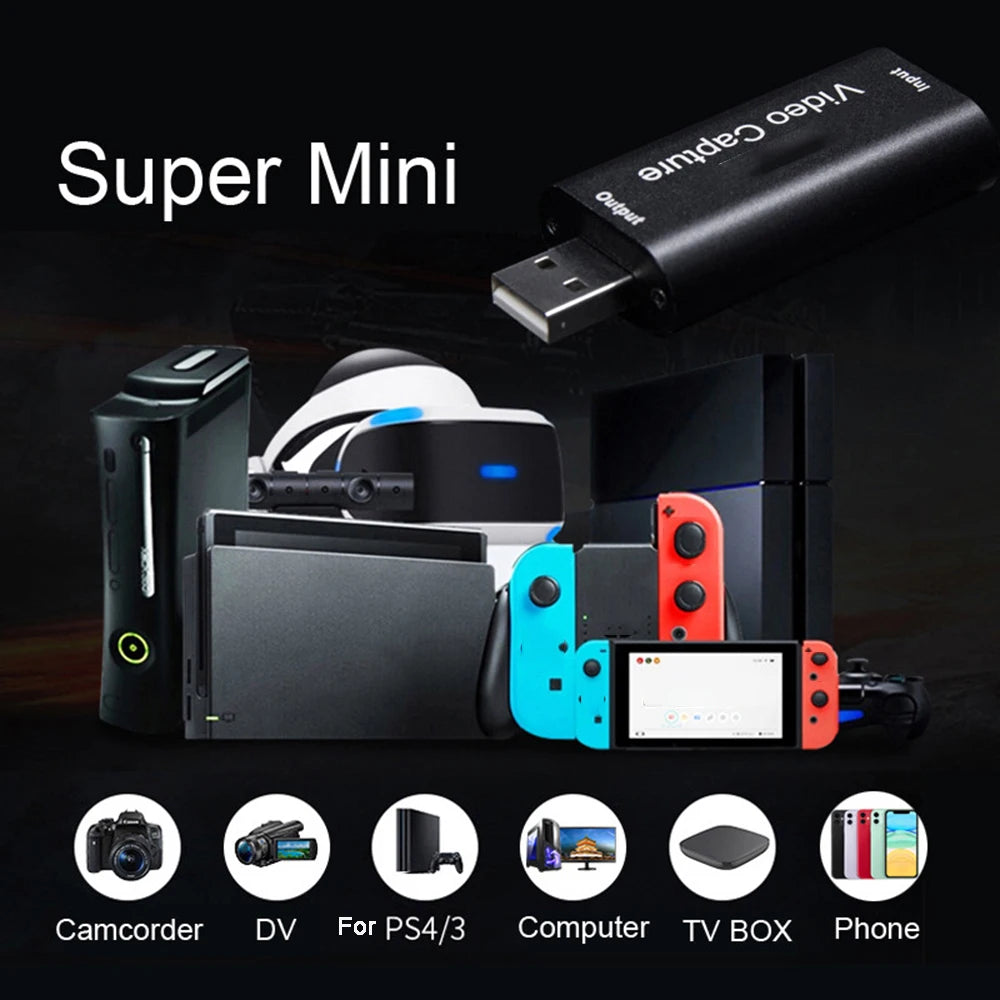 4K Mini HD 1080P HDMI-Compatible USB 2.0 Video Capture Card Game Recording Box for Youtube OBS Live Streaming Broadcast Computer Zpaxo