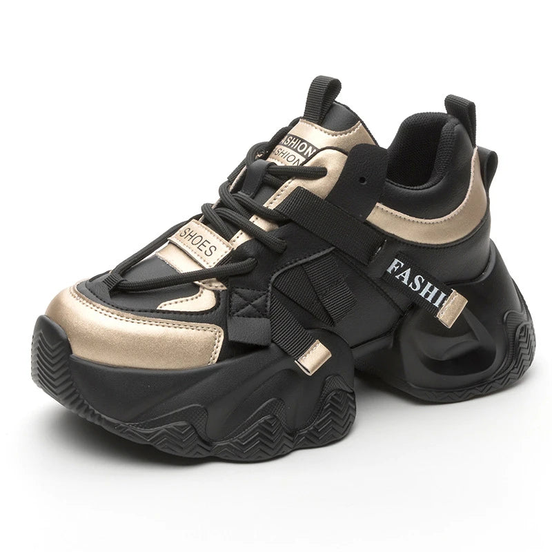 Womens Platform Chunky Sneakers Multiple Colors Hidden Heel Lift Lace Zpaxo Z986 Black 40 China Mainland