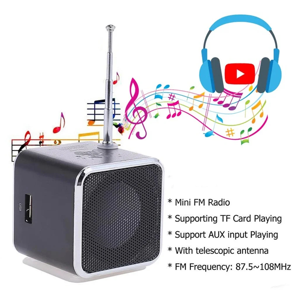 TD-V26 Mini Portable Sound Speaker TF Card FM Radio AUX Stereo Music Zpaxo