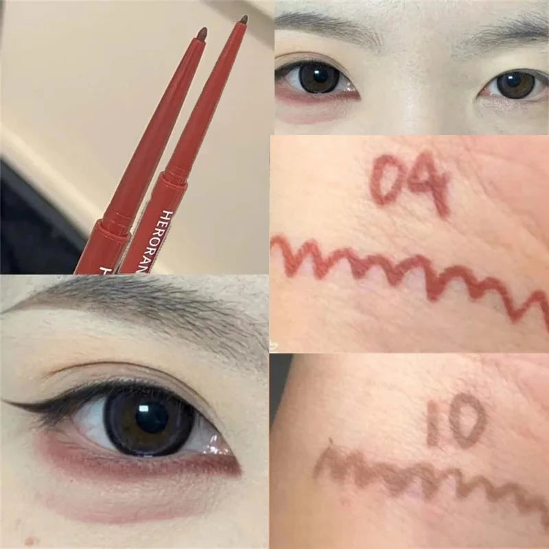 12 Colors Eyeliner Pencil Wine Red Waterproof Lasting Matte Brown Eyeshadow Contour Stick High Pigment Lying Silkworm Eye Makeup Zpaxo 04 and 10