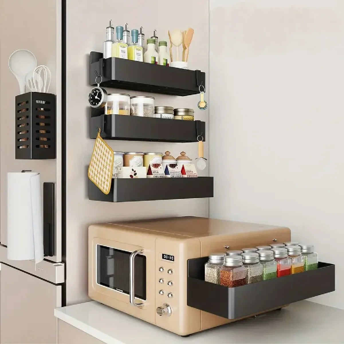 Magnetic Storage Rack Punch Free Refrigerator Storage Basket Kitchen Seasoning Jar Holder Bathroom Toiletries Shelf Strong Magne Zpaxo