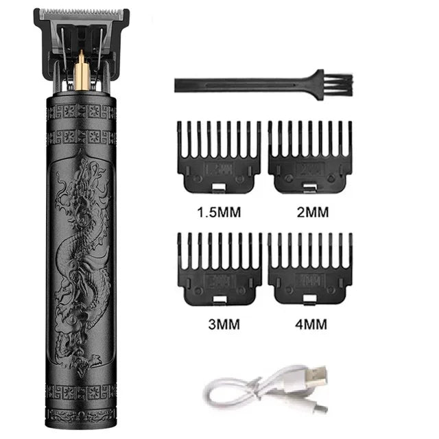 Vintage Carving Hair Cutting Machine T9 Professional Portable Rechargeable Man Beard Cutting Machine / Hair Clipper Accessories Zpaxo 060-BlackDragon