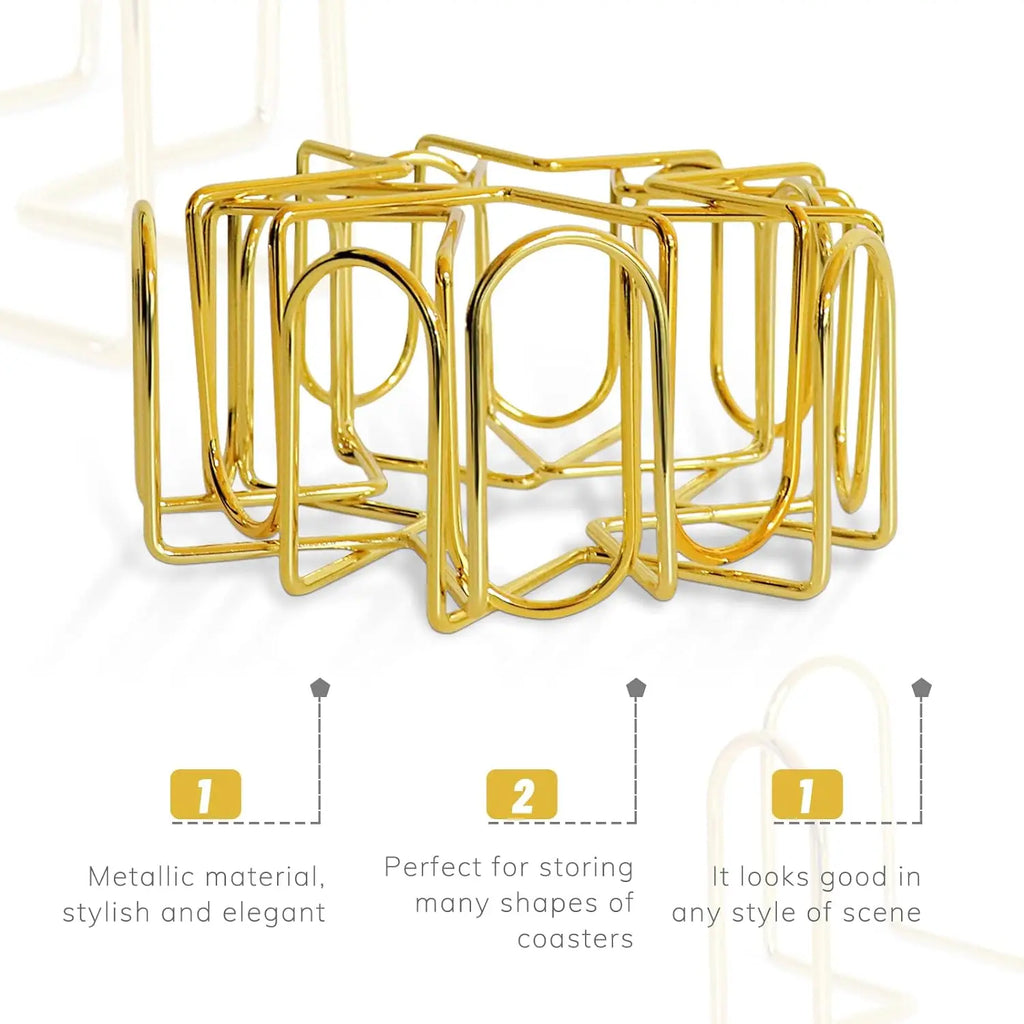 4-Pack Stainless Steel Coaster Holder Racks – Round & Square