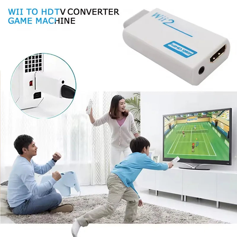 Full HD HDMI-Compatible Adapter Wii Console Converter Jack Audio Zpaxo