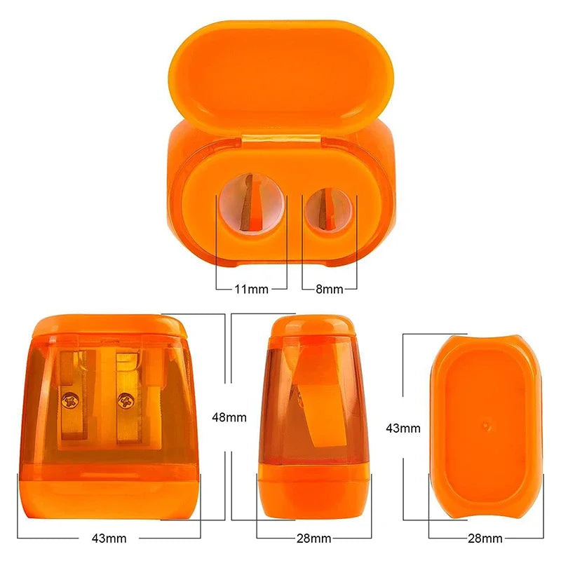 4PCS Dual-Hole Pencil Sharpeners With Lid And Shavings Container Portable Manual Sharpener Set For Colored Pencils Zpaxo
