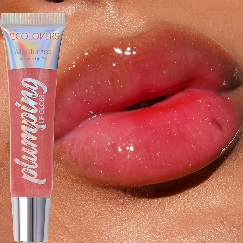 1PC Glitter Lip Gloss Moisturizing Fruit Lip Oil Transparent Fullness Lips Tint Soft Tube Makeup Lip Beauty Care Zpaxo