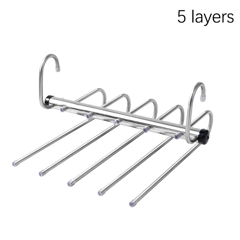 Folding Magic Pants Hangers 5 9layers Stainless Steel Space Saving