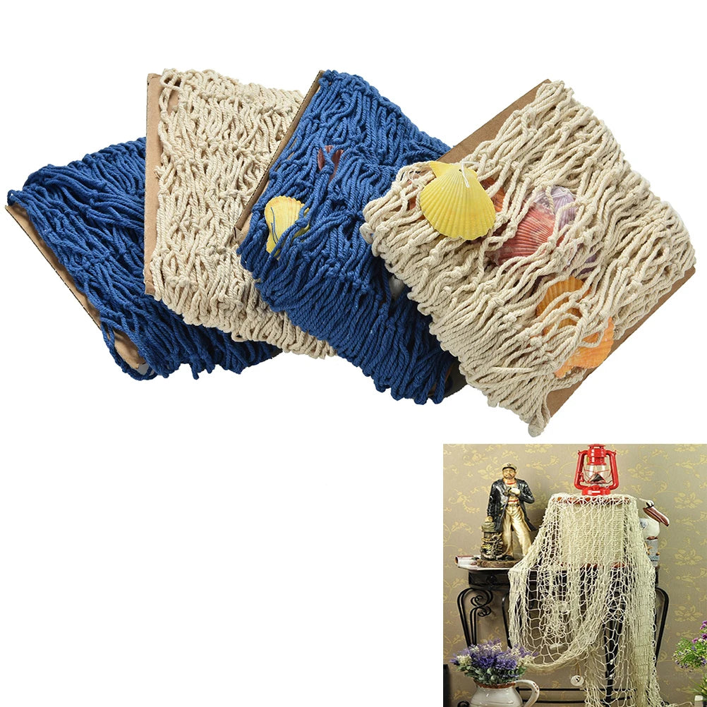 Fish Netting Decor Nautical Decorative Net Sea Shells Seaside Wall Zpaxo