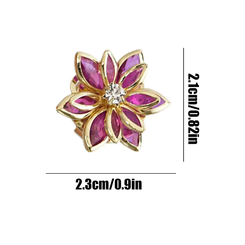 Flower Cuff Links Elegant Vintage Gold Lotus Shape Adjustable Button