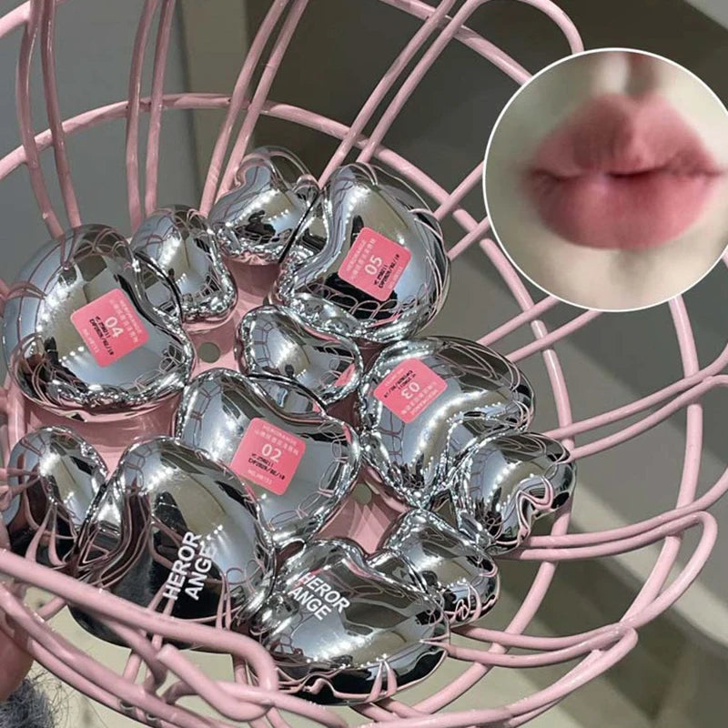 Peach Heart Silky Matte Lipstick Velvet Blush Lip Gloss Face Liquid
