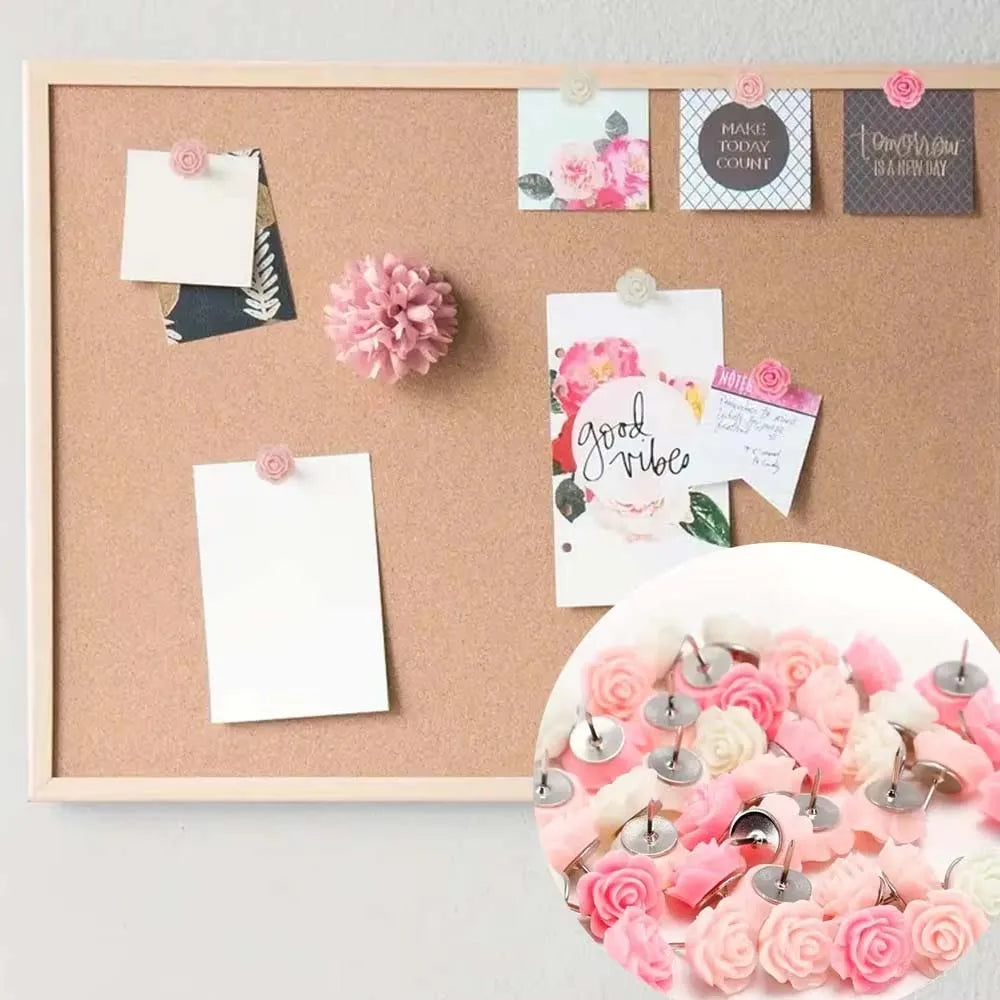 20-Pack Rose Flower Resin Push Pins – Cute Decorative Thumbtacks Decorative Push Pins Zpaxo