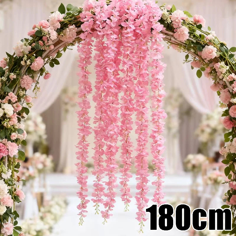 Long Realistic Artificial Cherry Blossom Wisteria Hanging Vine