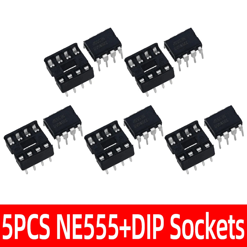 NE555P Timer IC 4 5-18V DIP-8 Chip Socket Programmable Oscillator 10 Zpaxo 10pair