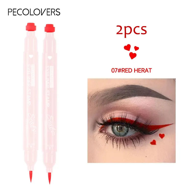 Star Liquid Eyeliner Black Moon Stamp Eye Liner Pencil 2 in 1 Waterproof Long-lasting Easy Applying Eye Eyeliner Pen Makeup Zpaxo 07-2pcs