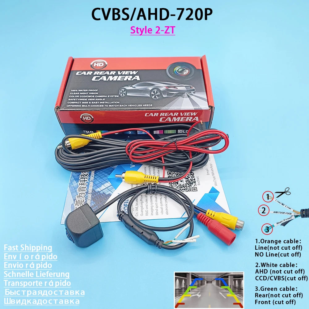 Car Rear View Camera AHD CVBS Night Vision Reversing Parking IP68