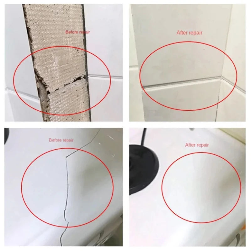 Tile Repair Agent Kit Paste Tile Ceramic Porcelain Repair Marble Floor Toilet Washbasin Crack Damage break fracture caulk Repair Zpaxo