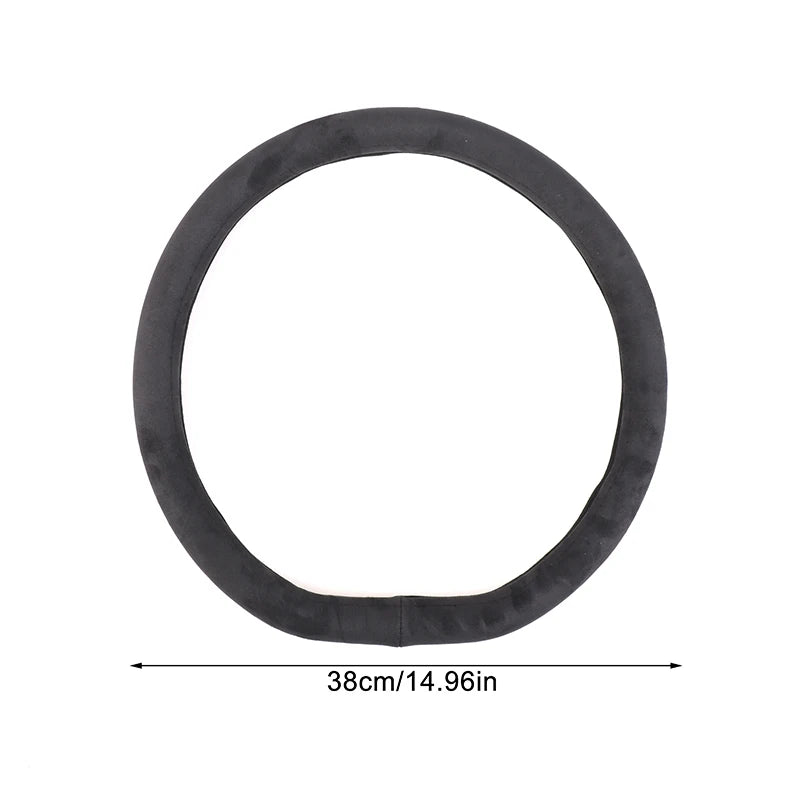 Suede Steering Wheel Cover Universal 37–38cm | Gray Breathable