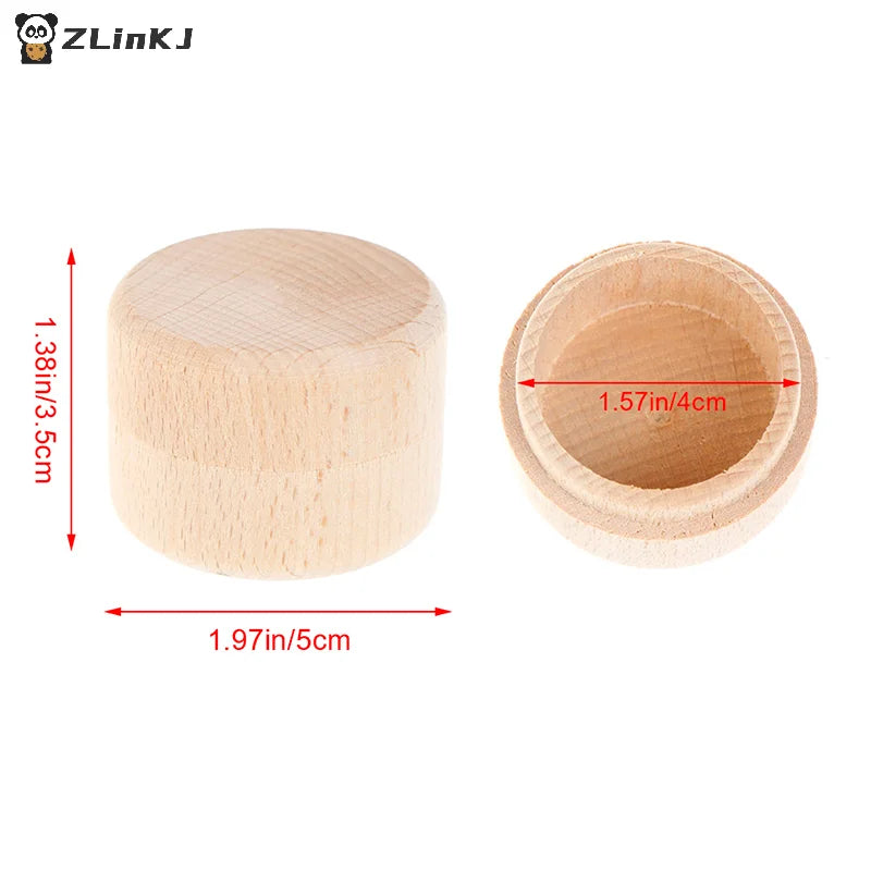 ▶1Pcs Round Wooden Wedding Ring Jewelry Trinket Box Wood Storage Container Case Zpaxo