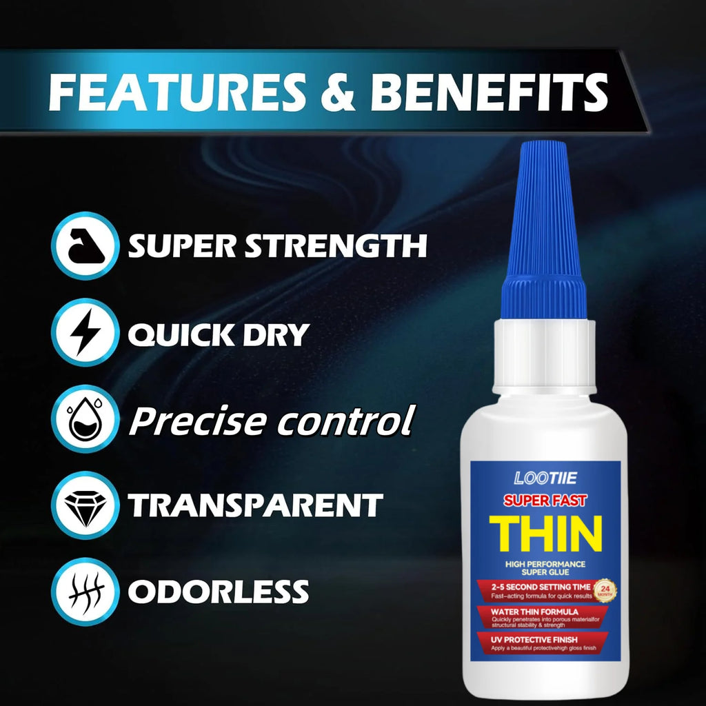 50g (1.76oz) Multi-Purpose Super Glue - Transparent Strong Adhesive for Plastic, Wood, Metal, Crafts & Repairs, Instant Bond, Fa Zpaxo