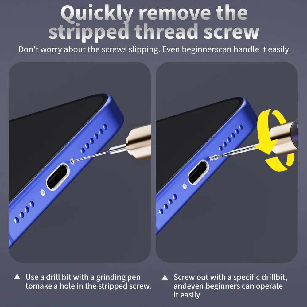 Sliding Drill Bit Screw Killer Professional Screw Extractor For iPhone Phone Motherboard Frame Repair Quick Removal Screw Tool Zpaxo