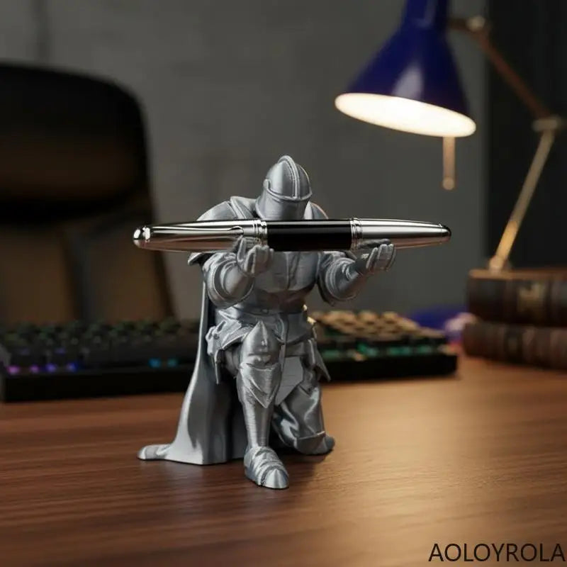 Knight Pen Holder 3D Print Medieval Armor Desk Organizer Art Supplies Zpaxo