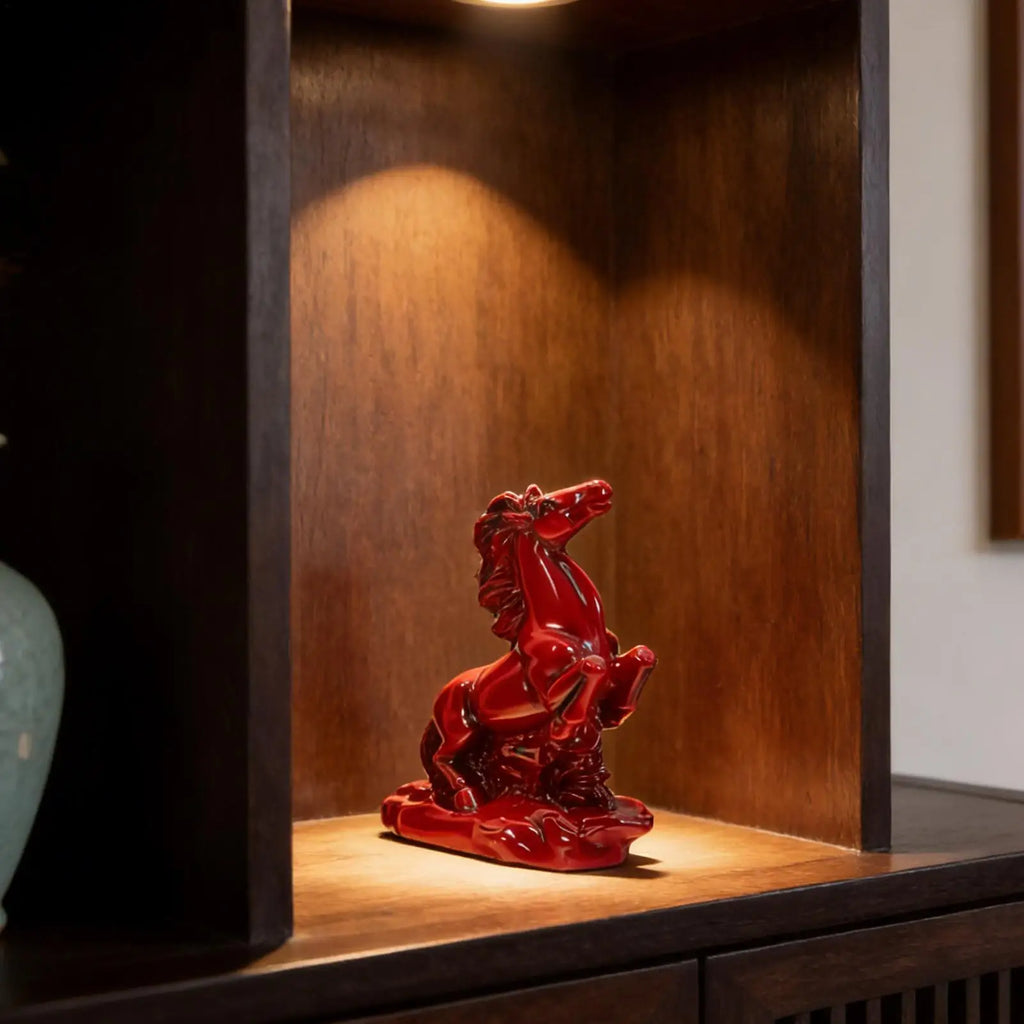 Horse Statue Resin Chinese Year Red Ornament Figures Decor Adults Men