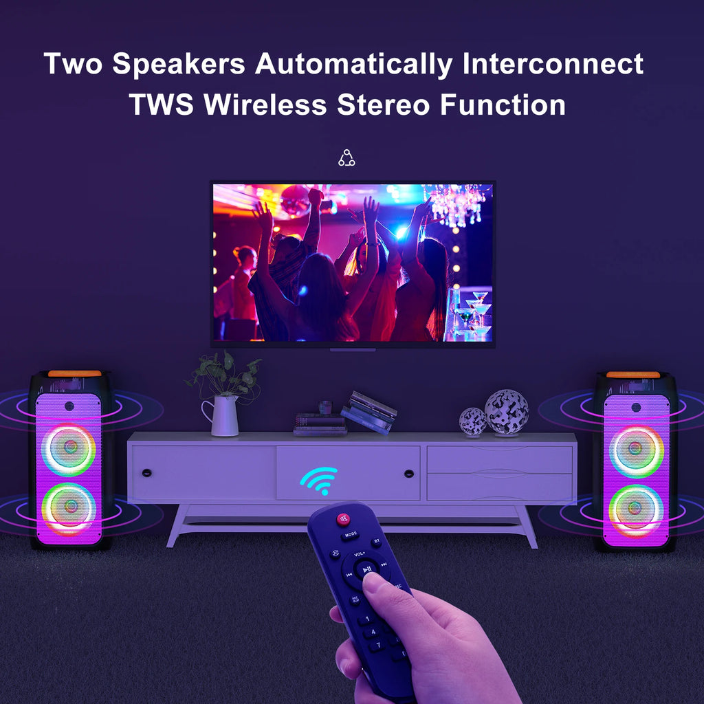T8 Karaoke System 2 Wireless Microphones Large Bluetooth Speaker Zpaxo