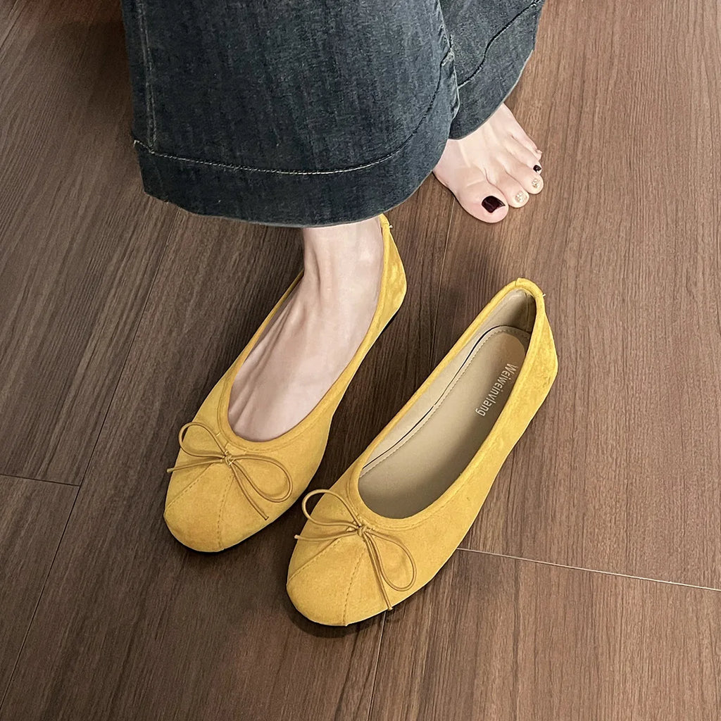 Flat Shoes for Women Spring and Autumn 2025 New Round Toe Ballet Shoes for Women Bow Shallow Mouth Plus Size Women's Shoes Zpaxo