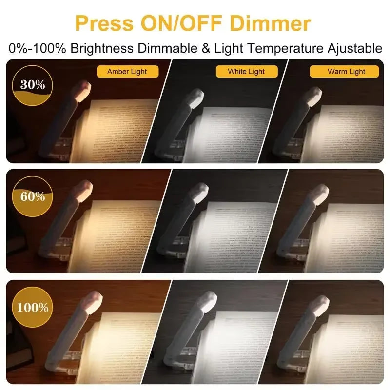 USB Rechargeable LED Book Reading Light Dimmable Night Lights Clip Zpaxo