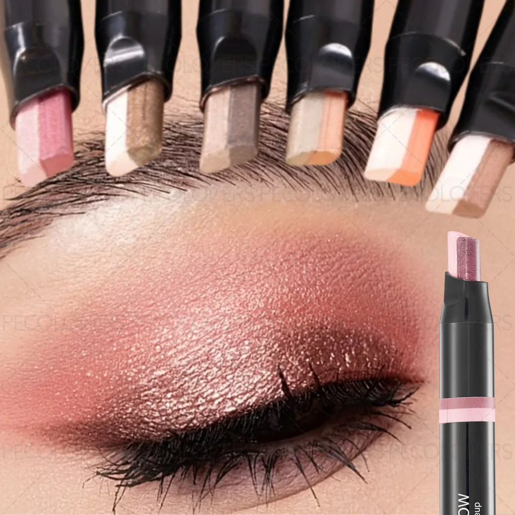 1PC Metallic Pearlescent Two-color Eyeshadow Stick - Rotating Design, Easy To Apply, Brightening Eye Highlights, Soft Texture Zpaxo